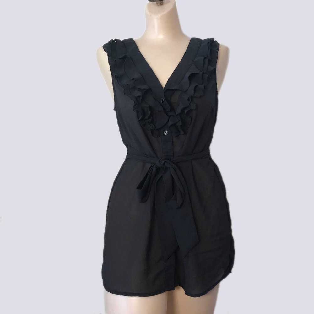 Anthro FEI chiffon ruffle neck sleeveless top